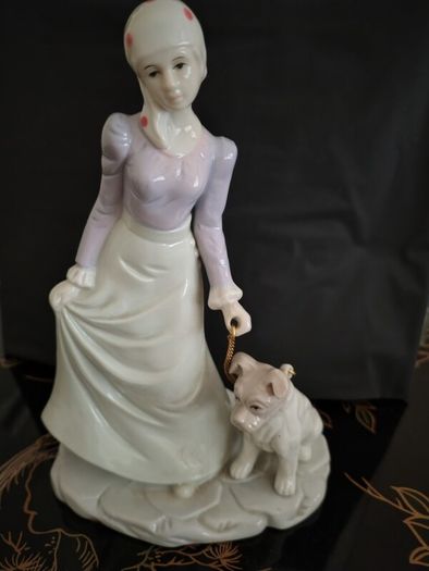 Vintage Figurine of Girl Walking Dog