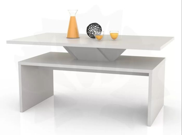 Rectangular White Oak Coffee Table With Shelf