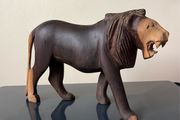 Vintage Wooden Lion Sculpture