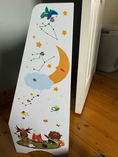 Kids Wooden and Fabric Sling Bookcase Woodland Night Sky Theme