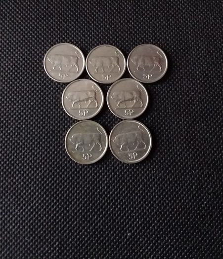 Ireland/Eire : 5p Decimal Coins : Small Size - Full Coin Set - Circulated