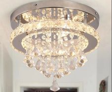 Brand New Deckrico Crystal Ceiling Light 30cm Modern Lamp Chrome LED Chandelier