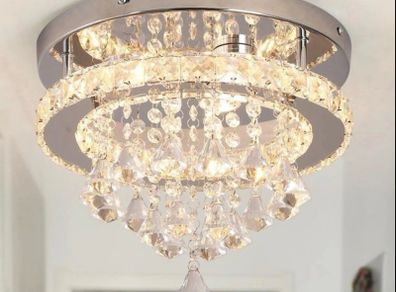 Brand New Deckrico Crystal Ceiling Light 30cm Modern Lamp Chrome LED Chandelier
