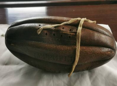 1920's Leather 8 Pan Rugby Ball