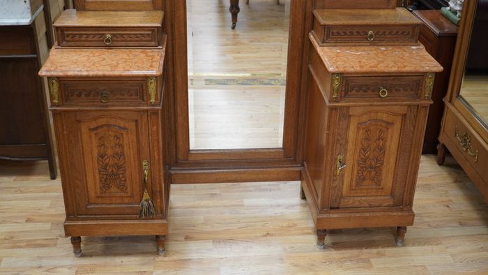 Antique French Oak Mirrored Dressing Stand
