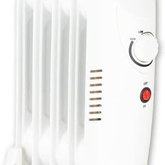 5 Fin Oil Filled Radiator with Adjustable Thermostat and Overheat Protection, 650W, White