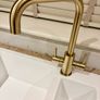 Kitchen Sink white composite & brass mixer tap Image 3