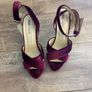 high hill platformed velvet sandals Image 5