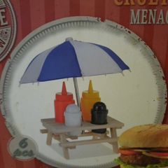 cute funky picnic bench 6 piece condiment set