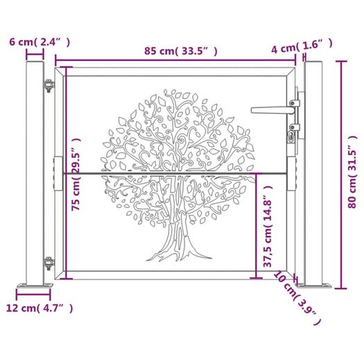 Garden Gate Anthracite 105x80 cm