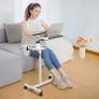 Height Adjustable Computer Desk on Wheels, Rolling Laptop Desk with Cooling Fan, Overbed Table with Mouse Tray, Laptop Table with Pen Holder, Bedside Table for Home Office, White Image 6