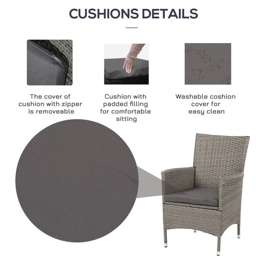 Garden Outdoor Rattan Furniture Bistro Set 3 PCs Patio Weave Companion Chair Table Set Conservatory, Light Grey (FREE SHIPPING)