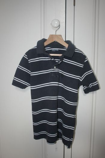 Gap Boys Navy and White Striped Polo Short Sleeve Top Age 6 - 7 Years