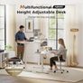 Electric Standing Desk with Movable Monitor Stand, Height Adjustable Desk with 2 Memory Buttons, 100 x 60 cm with LED Strip Light and USB-C Port, for Home Office, White Image 4