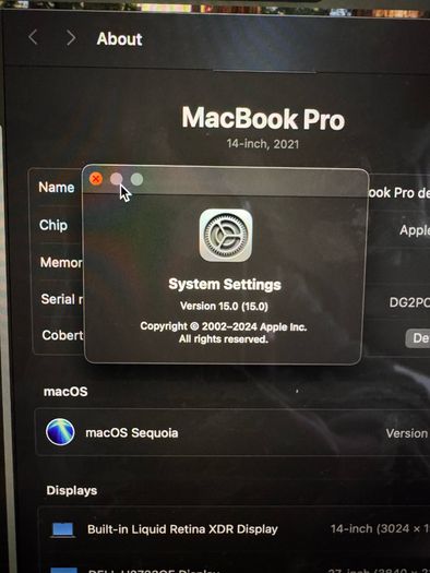 Macbook Pro 14" (2021) Apple M1 Pro 16gb Ram 512gb Ssd