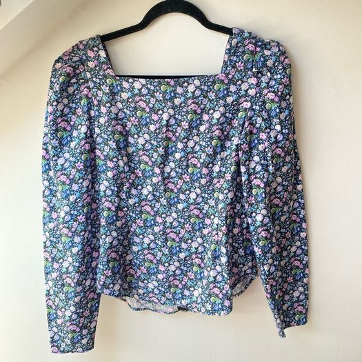 Other Stories Romantic French Style Floral Blouse Puff Sleeve