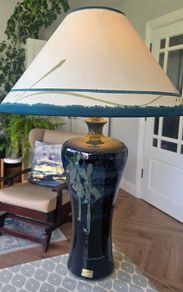 Louis Mulcahy Large Handmade Lamp and Hand-painted Shade, Navy/Green
