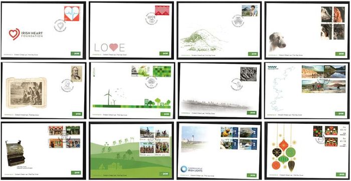 Collection 2016 Ireland Commemorative Stamps An Post First Day Cover (FDC). Collection of 12 covers.