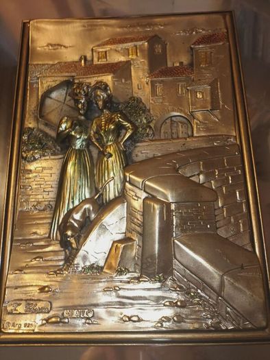 Linea Fusco Italian Silver {925} Italian art work mirror framed 3D sculpture wall art