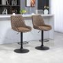 Set of Two Faux Leather Retro Bar Stools - Brown Image 2