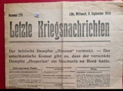 German ww1 , latest war news fly poster 8th, September 1915 ,,,,(70)