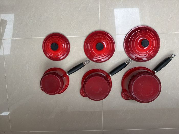 Le Creuset Cast Iron Saucepan Set 16cm, 18cm & 20cm