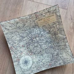 Vintage map style glass serving plate