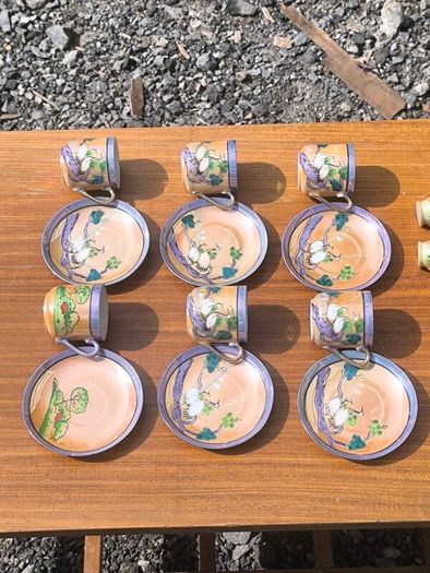 Title: Vintage Japanese Lusterware Coffee & Tea Set (18-Piece)