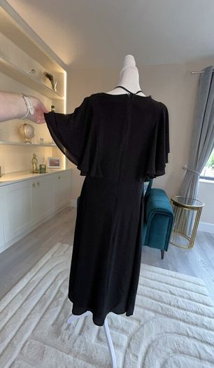 Ladies Midi Black Chiffon Dress with Flutter Sleeves from Boohoo
