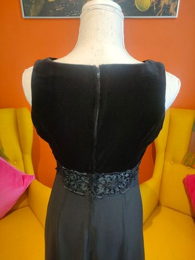 Vintage Consortium Black velvet maxi dress