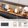 King Size Bed Frame with Storage,LED Lights,5ft Metal Bed Frame Kingsize Bed Frame with Charging Station,Mattress Foundation,Strong Steel Slats Support,Noise Free,Black Image 5