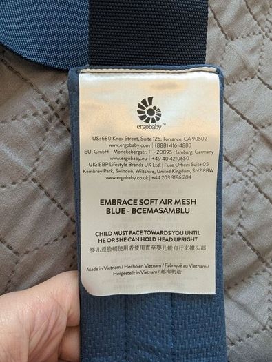 Ergobaby Embrace Soft Air Mesh Blue Baby Carrier