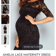 Tiffany Rose Designer Black Lace Maternity Dress