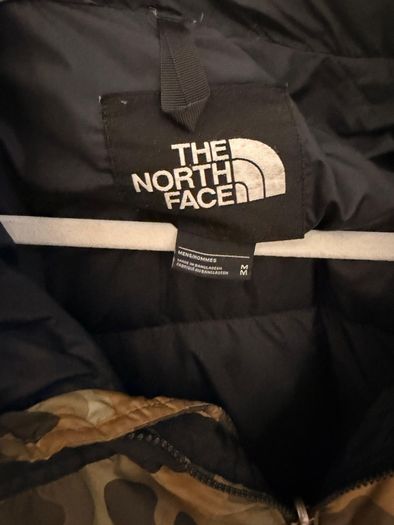 North Face Camo Nuptse 700 green black