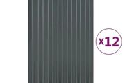 Roof Panels 12 pcs Galvanised Steel Anthracite 60x36 cm