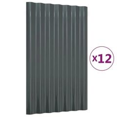 Roof Panels 12 pcs Galvanised Steel Anthracite 60x36 cm