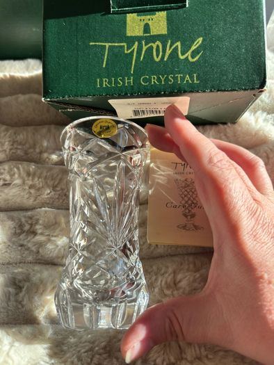 Vintage Tyrone Irish Crystal Bud Vase (With Original Box & Care Guide)