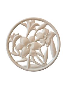 Vintage Enamel Cast Iron floral Trivet/Pot Stand