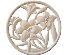 Vintage Enamel Cast Iron floral Trivet/Pot Stand