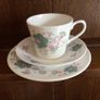 Pretty Queen Anne Blue floral cups saucers and Sides Image 2