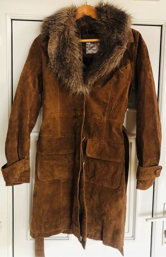 Pepe Jeans Faux Fur Trimmed Suede Coat