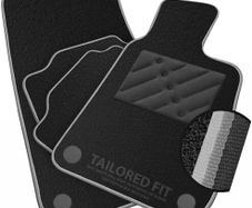 Car Mats to fit Volkswagen T-ROC (2017 -) Black Carpet with Grey & Silver Trim & Black Rectangle Heel Pad