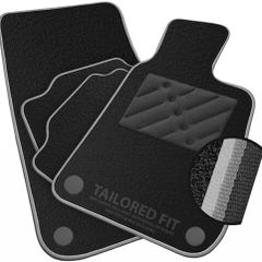 Car Mats to fit Volkswagen T-ROC (2017 -) Black Carpet with Grey & Silver Trim & Black Rectangle Heel Pad