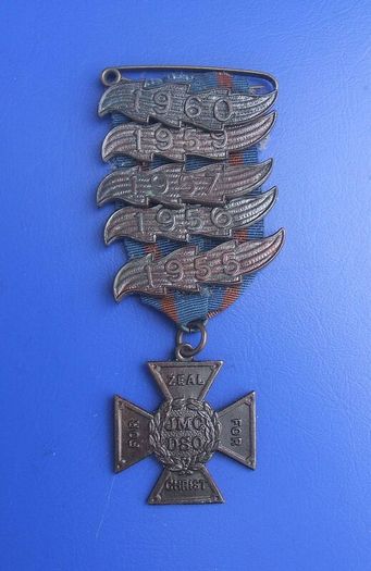 JMC DSO (Methodist Church) - a vintage Junior Missionary Collector Distinguished Service Order award medal with 5 year bars (1950s)