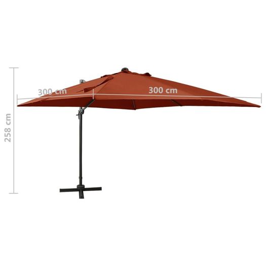 Cantilever Umbrella with Pole and LED Lights Terracotta 300 cm