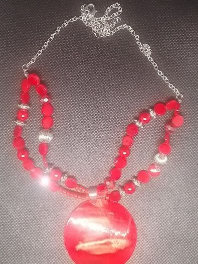 Bohemian Ethnic Style Red Pendant Necklace and Earring Set 3PCS Free Postage