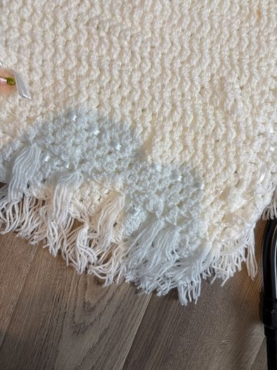 Large Knitted White Blanket
