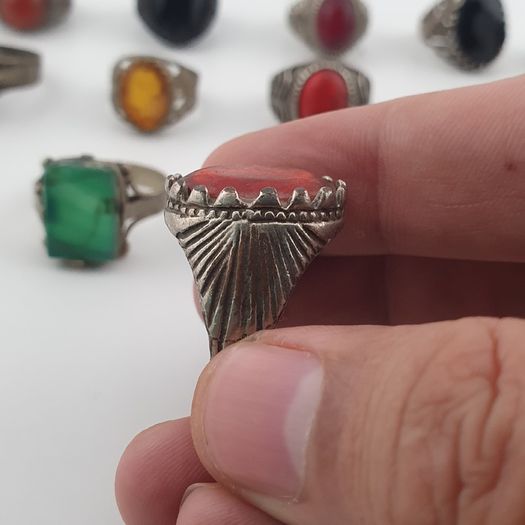 15 Boho Antique Rings Mixed Brass, Glass & Stone Designs