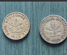 Rare 1949/50 German Republic 10 Peenning Coins