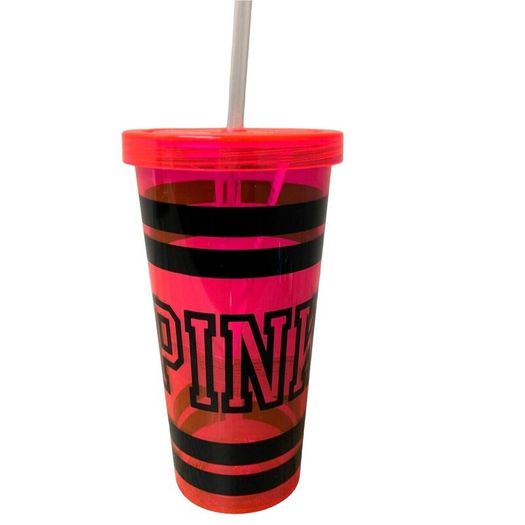 New Victoria's Secret PINK Plastic Cup with Straw